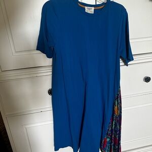 Anthropologie Blue Top with Orange Trim